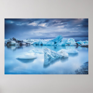 Poster Glace et neige   Lagune Jokulsarlon, Islande