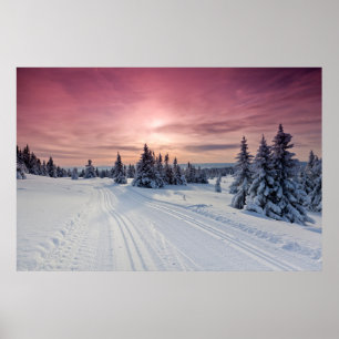 Poster Glace et neige Lillehammer, Norvège