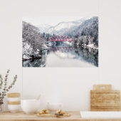Poster Glace et neige | Pont rouge en hiver, Japon (Cuisine)
