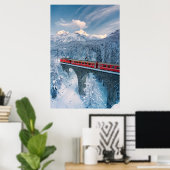 Poster Glace et neige | Train Express Red Bernina Suisse (Bureau à domicile)