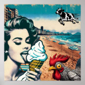 Poster "glaces sur la plage" (Devant)