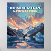 Poster Glacier Bay National Park Alaska Whale Vintage (Devant)