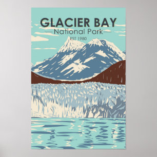 Poster Glacier Bay Parc national Alaska Vintage