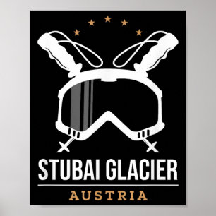 Poster Glacier de Stubai autriche station de ski ski vint