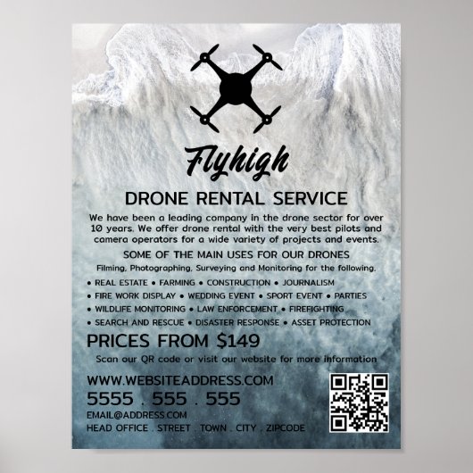 Poster Glacier Drone Silhouette, société de location de d (Devant)