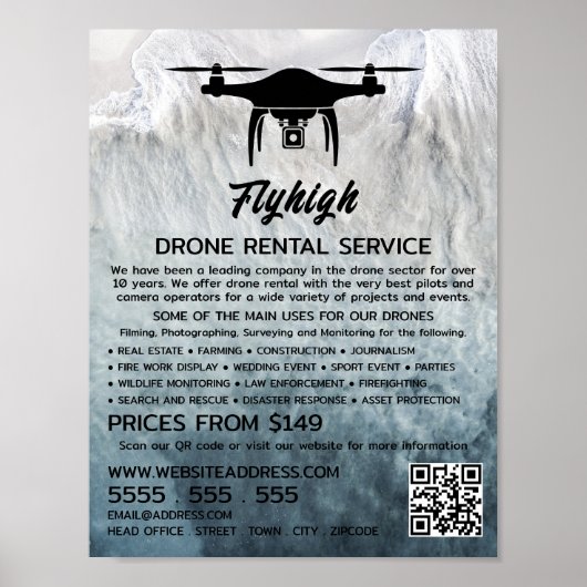 Poster Glacier Drone Silhouette, société de location de d (Devant)