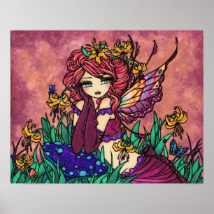 Poster "Glacier Lily Fairy" Champignons Imaginaire Forêt