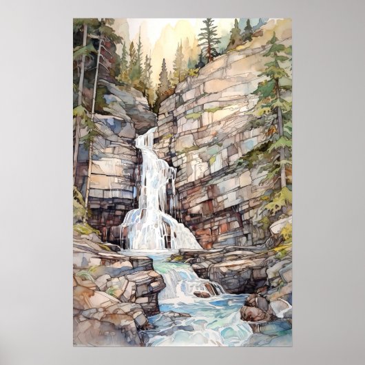 Poster Glacier National Park Watercolor (Devant)
