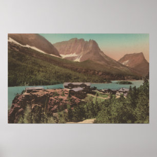 Poster Glacier, TA - vue des chalets et St Marys de lac
