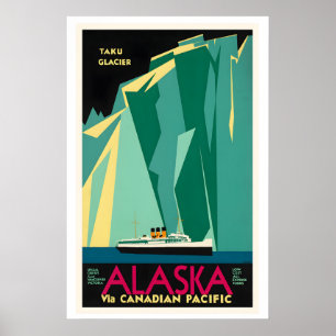 Poster Glacier Taku Alaska Canadien Pacifique Vintage