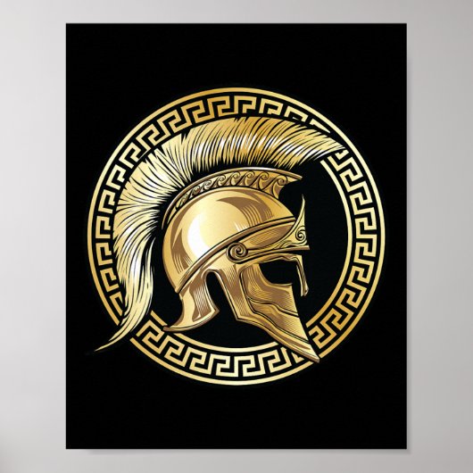 Poster Gladiateur doré casque spartiate Sparta Grec Worko (Devant)