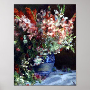Poster Gladiolas in a Vase, Pierre Auguste Renoir Art