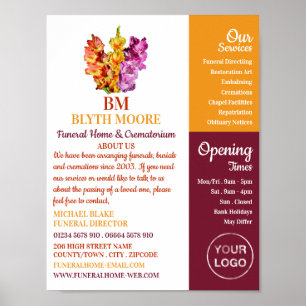 Poster Gladiolus Flowers, Maison funéraire, Directeurs