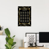 Poster Glam Black Gold Great Gatsby 20s Seating Chart (Bureau à domicile)