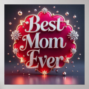 Poster Glam Bling Silver Meilleure maman jamais