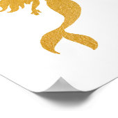 Poster Glam Chic Faux Or Feuille Petite Princesse Sirène  (Coin)