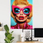 Poster Glam Diva dans les tons rétro (Bureau à domicile)