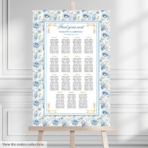 Poster Glam Dusty Blue Gold Aquarelle Mariage Siège