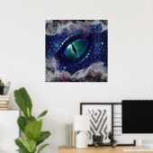 Poster Glam Enk Gothique Bleu Dragon Médiéval (Bureau à domicile)