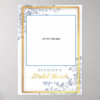 Poster Glam Flowers Gold Fête des mariées Coupe Photo Boo