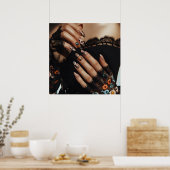 Poster Glam mode luxe ongles d'été art photo (Cuisine)