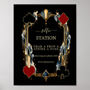Poster Glam Navy Or Noir Gatsby Casino Mariage Hashtag