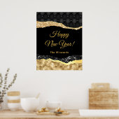 Poster Glam noir et or Larmes Bonne année (Cuisine)