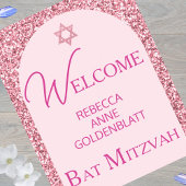 Poster Glam Pink Elegant Chic Bat mitzvah Bienvenue