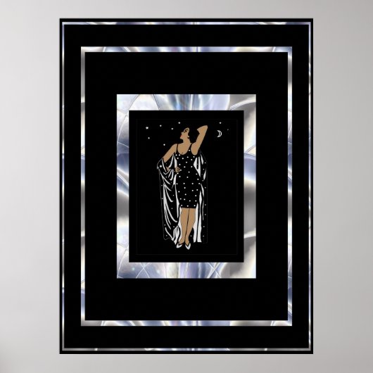 Poster Glamor Girl Black Silver Lijst (Voorkant)