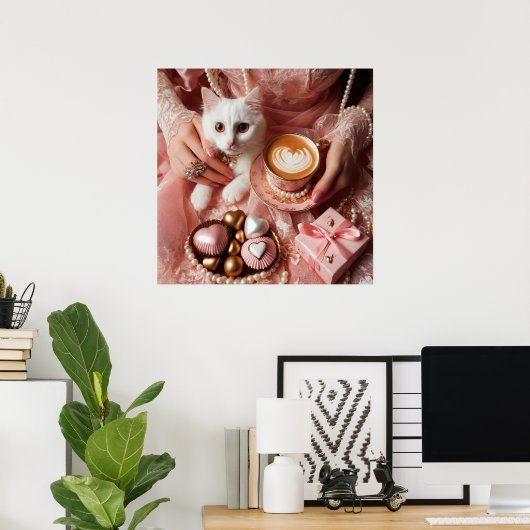 Poster Glamor mode luxe girly photo de café (Bureau à domicile)