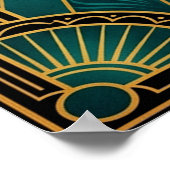 Poster Glamorous Art Deco Peacock Teal & Gold (Coin)