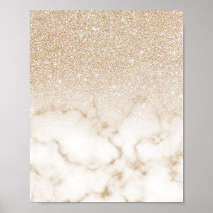 Poster Glamorous Gold White Glitter ombre