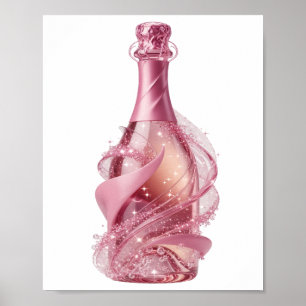 Poster Glamour Champagne ARGENTÉ ÉLÉGANT