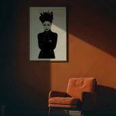 Poster Glamour Enigmatique : Portrait Monochrome De Mode