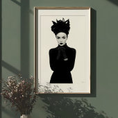 Poster Glamour Enigmatique : Portrait Monochrome De Mode