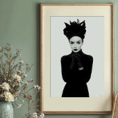 Poster Glamour Enigmatique : Portrait Monochrome De Mode