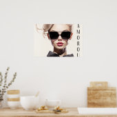 Poster Glamour Modèle mode noir Bow (Cuisine)
