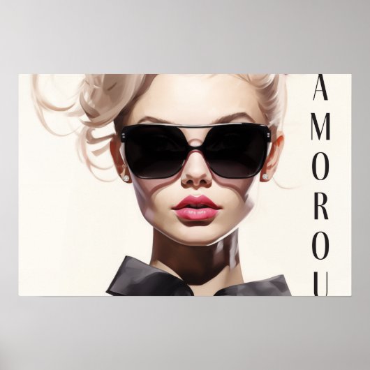 Poster Glamour Modèle mode noir Bow (Devant)