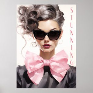 Poster Glamour Modèle mode noir Bow
