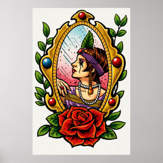 Poster Glamour Vintage – Femme des années 1920 dans un ca