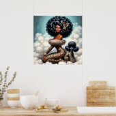 Poster Glamour Vintage Whimsical : Afro Pin-Up Leopard (Cuisine)