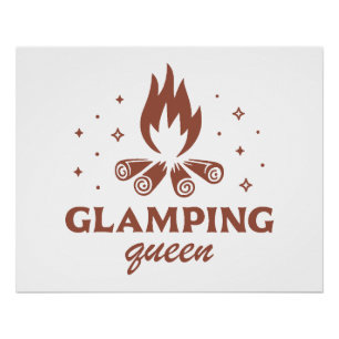Poster Glamping fille reine drôle camping boho esthétique