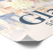 Poster Glasgow Écosse Aquarelle Peinture Voyage (Coin)