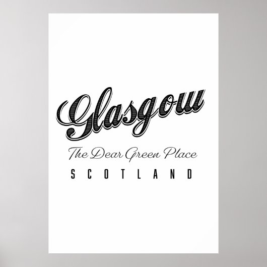Poster Glasgow Écosse "L'endroit vert cher" (Devant)