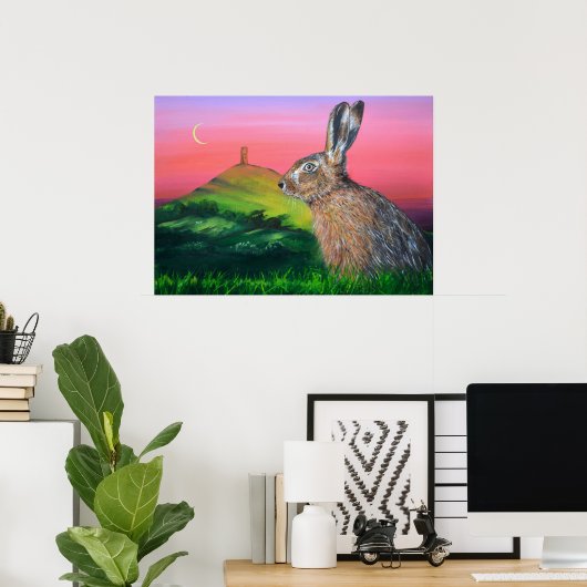 Poster Glastonbury hare (Bureau à domicile)