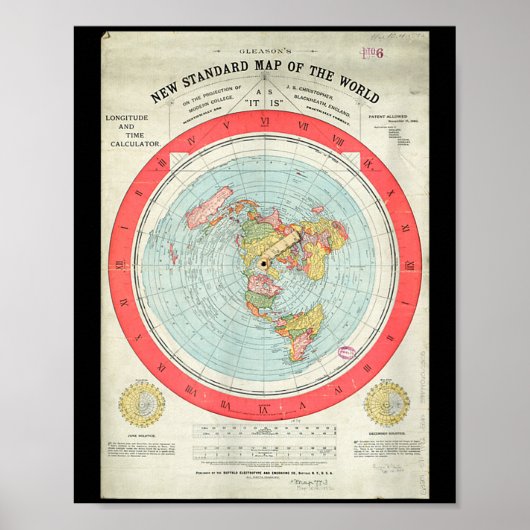 Poster Gleason's New Standard Map Of The World - Flat Ear (Devant)