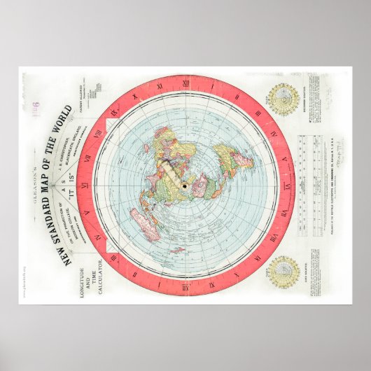 Poster Gleason's NEW STANDARD MAP OF THE WORLD - High Rez (Devant)