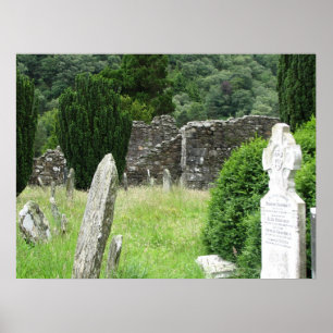 Poster Glendalough, cimetière d'Irlande