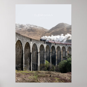 Poster Glenfinnan Viaduc, Écosse Illustration de voyage