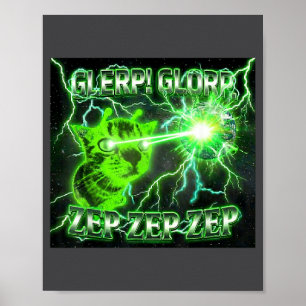 Poster Glerp Glorp Drôle Alien Gnarp Chat Cadeau Drôle d'